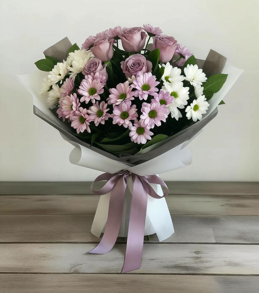 Букет цветов из: Хризантемы и Розы в Нечаевке