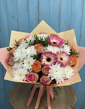 Букет цветов из:  Розы, Герберы и Хризантемы в Нечаевке