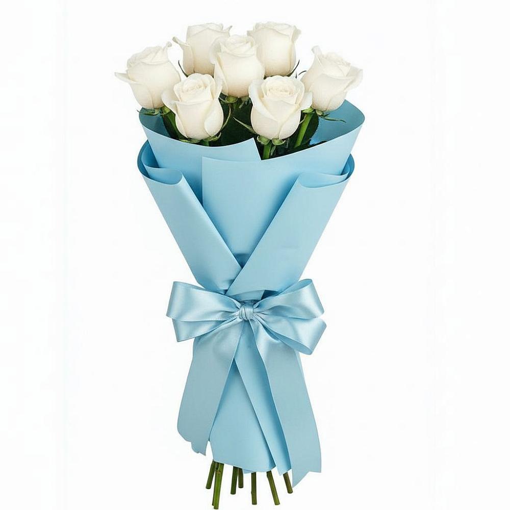 Букет 7 белых роз Проуд в Нечаевке