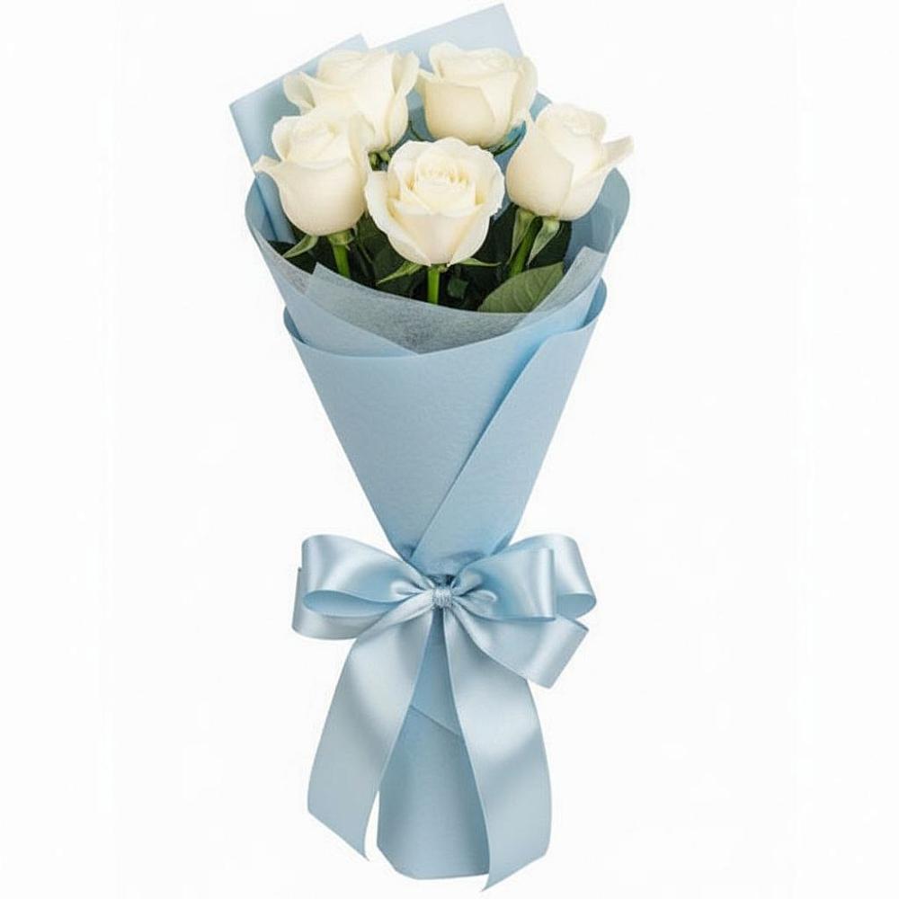 Букет 5 Белых роз Проуд в Нечаевке