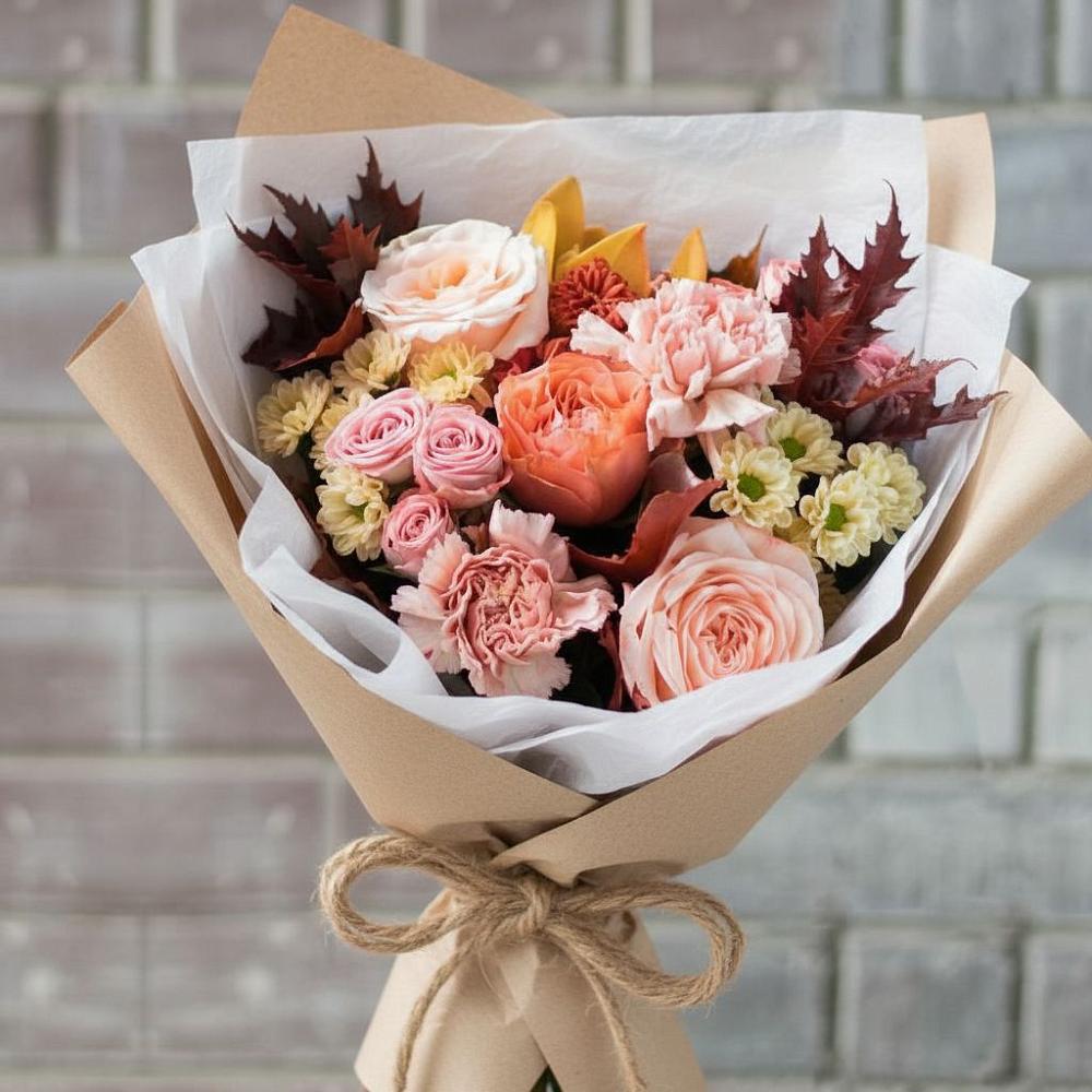 Букет цветов из: Гвоздики, Хризантемы и Розы в Нечаевке