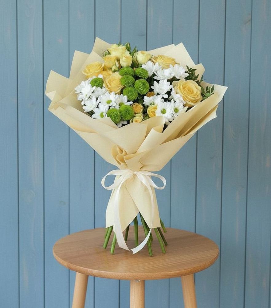 Букет цветов из: Хризантемы и Розы в Нечаевке