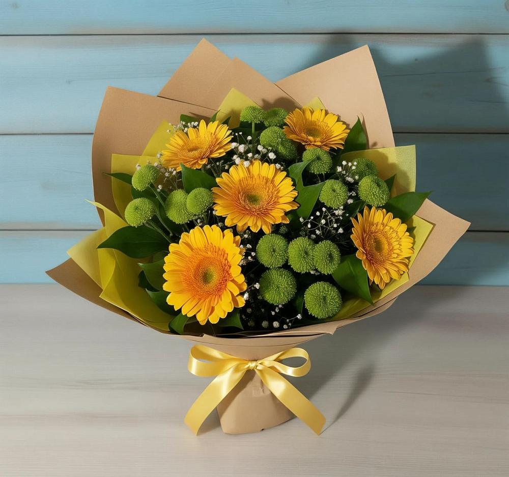 Букет цветов из: Герберы и Хризантемы в Нечаевке