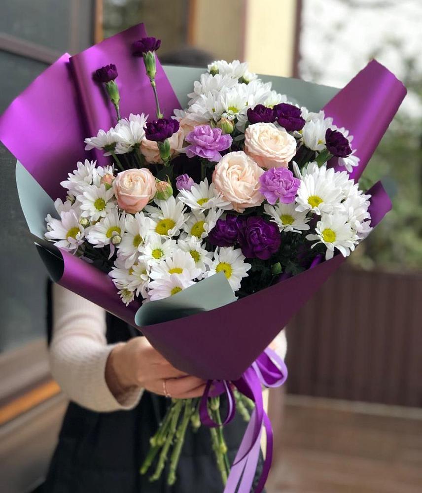 Букет цветов из: Хризантемы, Гвоздики и Розы в Нечаевке