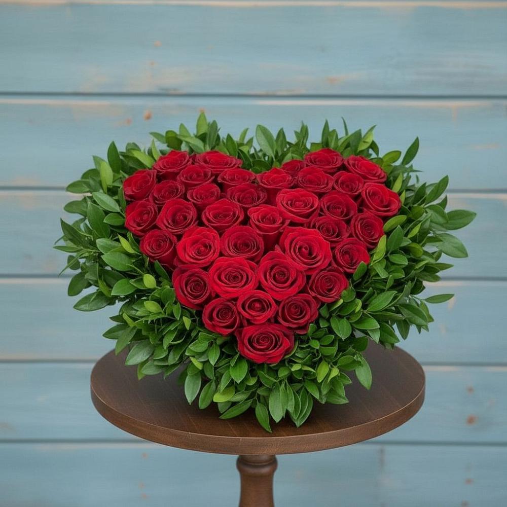 Цветочная композиция из Розы в виде сердца в Нечаевке