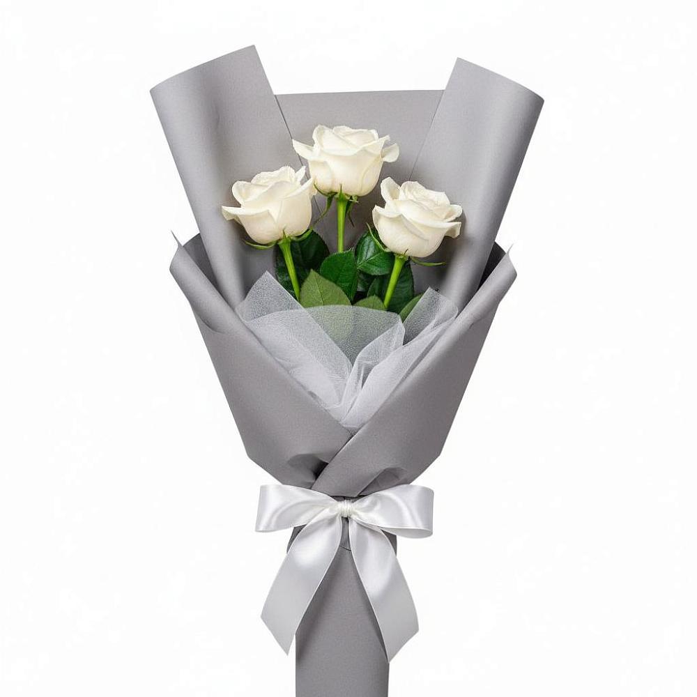 Букет 3 белые розы в Нечаевке