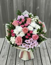 Букет цветов из:  Альстромерии, Гвоздики, Розы и Хризантемы #REPLACE_PRED# Нечаевке