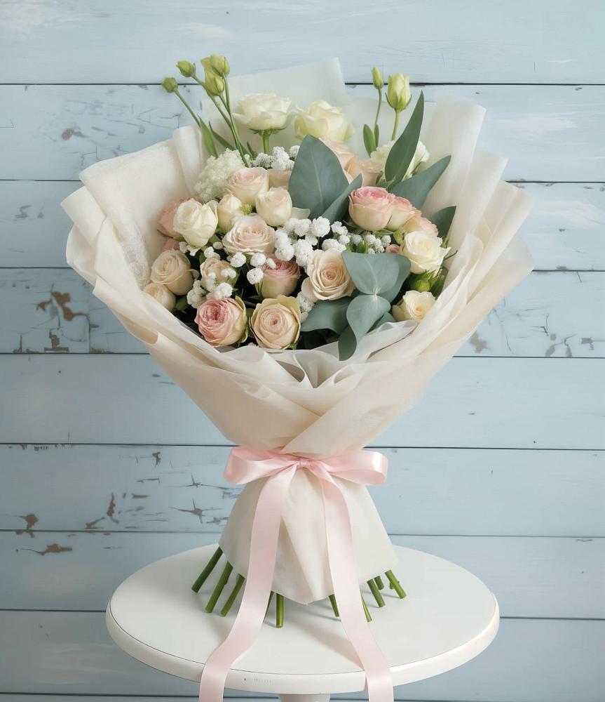 Букет цветов из: Розы и Лизиантусы в Нечаевке