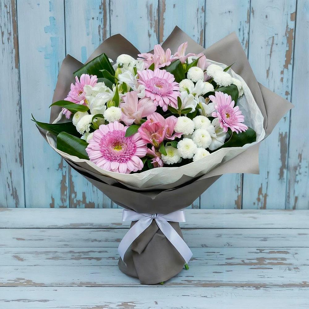 Букет цветов из: Герберы, Альстромерии и Хризантемы в Нечаевке