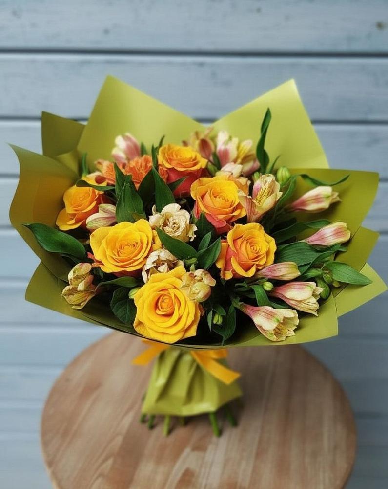Букет цветов из: Альстромерии и Розы в Нечаевке